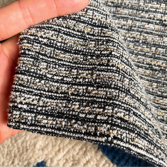 🖤 VILA BLACK WHITE GOLD SHIMMER TWEED CAPRI SLEEVE DRESS! - Picture 9 of 13